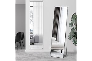 SKY-TOUCH Full Length Mirror 151x42cm, Floor Mirrors with Aluminum Alloy Frame Free-Standing Leaning Large Bedroom Dressing Mirror, Full Body Mirror with Stand for Living Room,Bedroom,Black