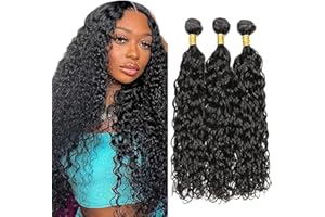 Tuheerst 1B Natural Black Bundles Human Hair Double Weft Water Wave menschliches Haar Extensions Unprocessed Tissage Brazilian Virgin Human Hair 14 16 18 Inch Total 3 Bundles Total 150g