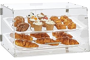 VEVOR Présentoir à Pâtisserie à 2 Niveaux Vitrine de Boulangerie Transparente en Acrylique Étagère Présentation Pâtisserie Amovible pour Pain Viennoiserie Dessert Bonbons Bar Café Magasin Restaurant