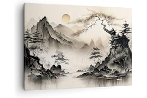 ARTTOR Obraz na płótnie w ramie Azja Japonia Widok Nowoczesny 70x50cm Dekoracja ścienna Salon Sypialnia Kuchnia Deko Mały Obrazy Art Foto Sztuka na ścianę Wall Decor Canvas AA70x50-5777