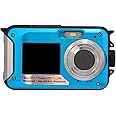 Goshyda Underwater Cameras with 2.7K Video, 48MP Image, Dual Screens, 10ft Waterproof Digital Camera for Snorkeling, Waterproof Camera Supports Recording While Charging (Blue)