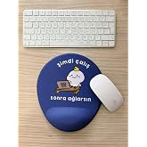 Rakkun Shop - Şimdi &Ccedil;alış Sonra Ağlarsın Baskılı Bilek Destekli OVAL Mouse Pad (lacivert)