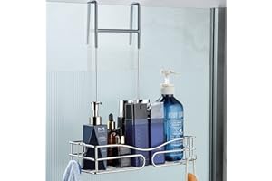 Cooeco Shower Caddy Hanging - Rustproof Shelf Storage Stainless Steel Organizer Bathroom Shampoo Holder over the Door with 2 Hooks