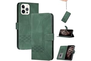 momoka Store Handyhülle für iPhone 12/12Pro(6.1),TPU Klapphülle Schutzhülle für,Lederhülle mit Standfunktion und Kartenfach-Grün