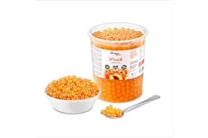 THE INSPIRE FOOD COMPANY POPPING BOBA - Sferette alla frutta per Bubble Tea - Pesca - 1 kg - nessun colorante artificiale, basso contenuto di zucchero, succo di frutta vero, 100% vegan e senza glutine