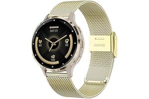 VELULYX Metalowy pasek do Garmin Venu 2S/Venu 3S/Vivomove 3S/Vivoactive 4S, 18 mm pasek ze stali nierdzewnej do Fossil Ladies Gen 6/Gen 5E/Gen 4/Gen 3