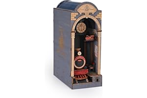 CUPCHID Book Nook Kit,DIY Puppenhäuser Miniatur Haus Kit mit Möbeln und LED-Licht, 3D Puzzle Buchstützen aus Holz(Zeitplattform)