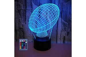 HPBN8 LTD 3D Rugby Night Light Lamp 7/16 Cambiamento di Colore LED USB Power Telecomando Gift Kids Toys Decor Decorazioni di Natale Regalo di San Valentino Regalo di Compleanno