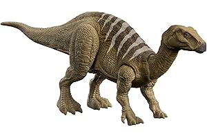 MATTEL Jurassic World Figurine Dinosaure articulée Iguanodon, Attaque Rugissante, sons et mouvements, avec code ADN scannable, Jouet Enfant, Dès 4 ans, HDX41