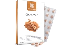 ‎HEALTHSPAN Healthspan Zimt 1.000 mg (120 Tabletten) | Unterstützt den Stoffwechsel | Chrom zur Aufrechterhaltung des Blutzuckerspiegels | Inspiriert von der ayurvedischen Kultur | Vegan