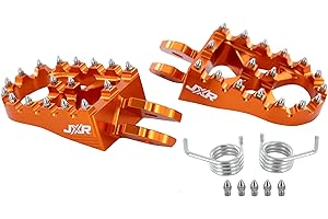JXRACING JXR Sur Ron Foot Pegs - Upgraded Pedal Rests Surron Accessories for Light Bee Dirt Bike - Anodised Aluminium Motorcycle Footpegs (Orange)
