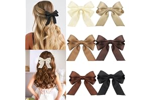 Xanthelle hårrosetter, 6 stycken satinhårrosetter för flickor och damer, mjuk rosett håraccessoar med hårklämma, Silky Hair Bows