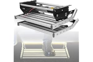 Elektrisk hopfällbar stege för husbil och husbil, kraftiga aluminiumsteg för båttrailer med 200 kg kapacitet, kompakt hopfällbar stege för camping Double-12V