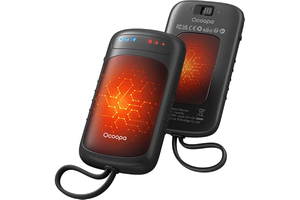 OCOOPA Chauffe Mains Rechargeable Double Face, Chauffage Instantané 2s, Autonomie 8h, 67g Léger, Réutilisable, chaufferette Main pour Camping, Chasse, Raynauds, Trajets, Cadeau Homme, UT5 DuoHeat