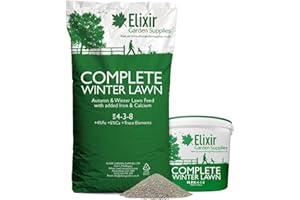 Elixir Gardens Complete Winter Lawn Premium Compund Fertiliser | Autumn & Winter Turf Feed Optimized for British Climate (N.P.K 4-3-8 + 4% Fe + 5% Ca) | 1kg Tub Treats up to 29 sq.m
