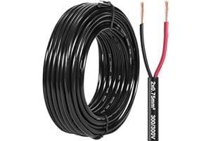 SPARKMOTO Round Twin 2 Pin Trailer Cable 5M,Trailer Lighting Cable 2 Pin,Vehicle 2 Core Cable For Trailer Caravan, 80V 24V 12V 2 Core Round Cable 0,75mm²