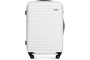 WITTCHEN Valise de Voyage Bagage à Main Valise Cabine Valise Rigide en ABS avec 4 roulettes pivotantes Serrure à Combinaison Poignée télescopique Groove Line Taille M Blanc