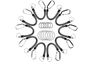 Nothers Llavero en espiral GZhaizhuan, 10 unidades, extensible, para accesorios de Tackle, barco, camping, con mosquetón, anillo de hebilla de resorte, anillo de alambre de acero