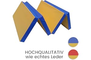 Niro Sportgeräte GmbH NIROSPORT colchoneta de Ejercicios,200x100x8cm colchoneta Deportiva Plegable,Alfombrilla de Gimnasia,colchoneta Suave para Suelo,Plegable Cama de invitadosarillo/Azul