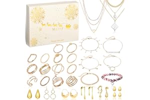 HarnyLoom Calendrier de l'avent Bijoux Femme 24pcs Collier Boucles d'oreilles Bracelet Compte à Rebours Cadeau Surprise Noël Filles