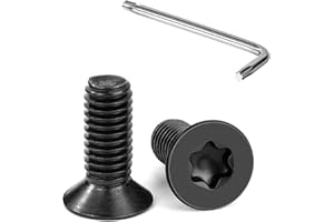 Tunejoy Vis à Tête Fraisée Torx M6 x 16 mm Noir Vis à Six Pans Creux en Acier Inoxydable A2 V2A à Tête Fraisée Métaux avec Clé T30 Filetage Complet 20 Pièces