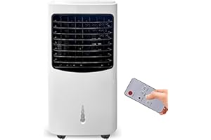JUNG Lifetime Day mobile Klimaanlage ohne Abluftschlauch - 3in1 Funktionen, mit Fernbedienung + Timer, leiser Ventilator mit Wasserkühlung, Klimagerät Mobil, 60W weiss, Lüftkühler leise