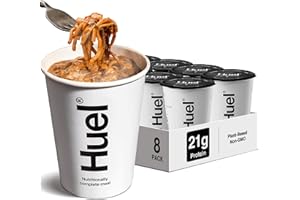 Huel Hot & Savoury Cups, Korean BBQ Noodles (8 x Pots), High-Protein Vegan Ration Packs, Protein Noodles with 26 Vitamins & Minerals, Healthy Ready Meals