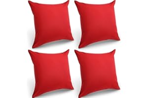 Boao Confezione da 4 federe decorative impermeabili per esterni, quadrate, per patio, balcone, giardino, rivestimento in PU, per divano, letto, patio, divano, tenda, 45 x 45 cm (rosso)