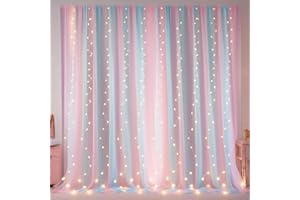 Eimilaly Tende trasparenti arcobaleno per la camera da letto/Festa a tema/Matrimonio/Sfondo fotografico, Rod Pocket tende trasparenti 84 pollici (Rainbow(with lights), W59xL84inch/2 panel)