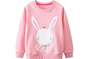 Baogaier Fille Sweatshirt Haut à Manches Longues Pullover Imprimé Animal Motif Mignon Sweat Sport Loisir Casual T-Shirts Col Rond Enfant Top Mode Vêtements 2-7 Ans