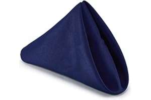 Trimming Shop 10Pcs Navy Cotton Polyester Table Napkins for Home, 20 inch Dinner Napkins with Hemmed Edges for Christmas Dinning, Wedding, Banquet, Party, Events, Lightweight & Machine Washable