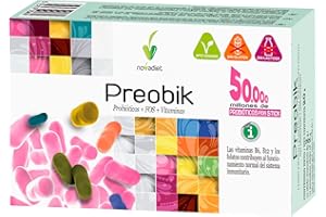 Novadiet - PREOBIK Sticks con Fermentos, FOS y Vitaminas - Complemento Alimenticio que Favorece el Sistema Inmunitario y el Bienestar Intestinal - 10 Sticks