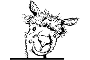 ‎FINEST FOLIA Finest Folia Aufkleber Peeking Animals Tiere Deko Sticker selbstklebend wasserfest für Auto Kühlschrank Laptop Koffer Autoaufkleber K151 (Schwarz Glanz, 01 Alpaka)