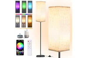 ZWOOS Inteligentna lampa podłogowa Salon, WiFi RGB Lampa podłogowa ściemnialna, 1600 10-tysiąc kolorów Lampa podłogowa z pilotem, 170cm