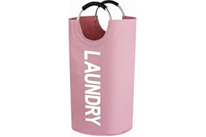 SOSAYET Faltbare Wäschekorb, 90L Kapazität Wäschesammler mit Griff, Wäschebox aus Oxford-Stoff, Wasserdicht Wäschesack Laundry basket, Tragbar Wäschesortierer Aufbewahrungsbehälter, Flaschensammler-Rosa