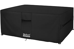 Dokon Housse Salon de Jardin Exterieur avec Aérations, Imperméable, Résistant au Vent, Anti-UV Tissu Oxford 420D Bache Meubles Housse de Protection Table de Jardin, Carré (200x200x90cm) - Noir