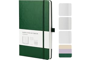 ‎HOMEMARS HOMEMARS Notizbuch, Notebook, 21cm*14.5cm, Notizbuch Blanko A5, Journal buch, Reisetagebuch, Skizzenbuch, Blanko Papier,Notizblock, 100GSM, 200 Pages, Grün,Leder Hardcover