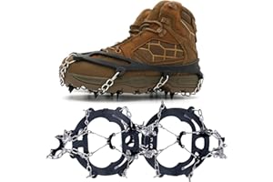 MuscleForge® Steigeisen für Wandern und Bergsteigen mit 8/19 Zacken, Schneeketten für Schuhe, Grödeln wandern aus Edelstahl, Mountain crampons with 8/19 Spikes for Snow, Größe M/L/XL