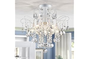 ‎WUZUPS WUZUPS Kristall Kronleuchter 5-flammig Pendelleuchte Deckenleuchte Moderne Leuchte für Schlafzimmer Flur Bar Küche Bad, H 45 x B 50, E14 Sockel, Weiß