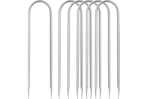 Dalephoric 6 Pezzi 30 cm Picchetti Tenda, Picchetti Ancoraggio a Terra Trampolino in Acciaio, Picchetti Telo Pacciamatura, per Il Fissaggio di Reti da Calcio, Recinzioni e Tende (Chiodi a U)