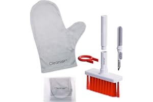 CLEANZER Cepillo Limpiador de teclado 5 en 1 con Guante de Limpieza Microfibra Limpia Pantallas y Gafas Kit de herramientas limpieza multifunción extractor de polvo para PC Laptop Auriculares y Airpods