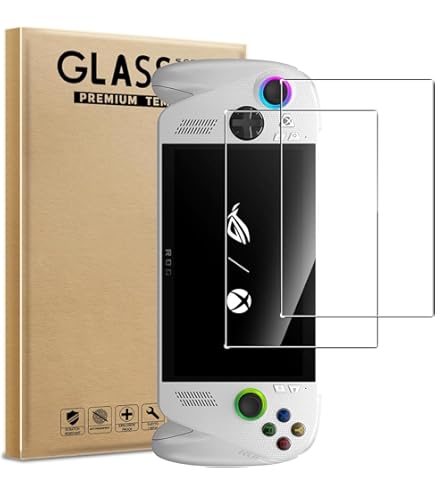Xbox Rog Ally X KZIOACSH Screen Protector For MSI Claw A1M/ASUS ROG Ally X 7 Inch,2 Pack HD Clarity Anti-Shatter Protective Tempered Glass [9H Hardness] Touch Rog Ally X Screen Protector