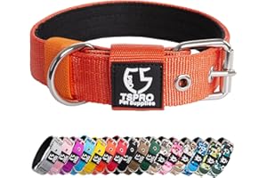 TSPRO Taktisches Hundehalsband, 3.3 cm breit, Militärqualität, Starkes Hundehalsband, Dickes Hundehalsband, robuste Metallschnalle, Hundehalsband (Orange-S)