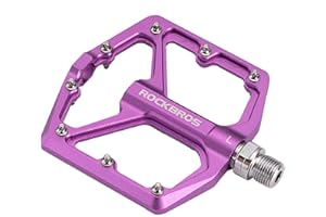 ROCKBROS Pedali per Bicicletta MTB in Alluminio Pedali Bici Ciclismo 9/16 pollici Universali Superficie Larga CNC Taglio Ultra-leggero Anodizzazione Antiscivolo