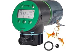 Papettly Automatic Fish Feeder for Aquarium - Auto Fish Feeder Battery Operated Food Dispenser for Fish Tank, Moisture-Proof Auto Fish Feeder with Timer, 2 AAA Batteries and Fish Feeder Ring Included