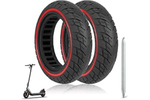 HPGAAVD 10×2.5 Ruedas Macizas para Patinete Electrico, 60/70-6,5 Ruedas de Patinete para Ninebot Max G30 G30P G30LP，10 Pulgadas Neumáticos de repuesto delantero y trasero antideslizantes 45mm-2PCS