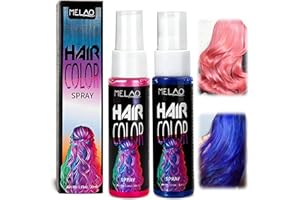 LURELUXE 2×30ml spray Colorant Cheveux Non Permanent,Spray colorant pour cheveux,Spray Capillaire Lavable,Coloration temporaire,Pour fête,cosplay,Halloween(Rose + Bleu)