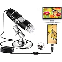 USB Digital Mikroskop, 1080P Kamera 50x-1600x Vergrößerung endoskop 8 LED-Leuchte Mini-Handmikroskop mit Ständer Ideal…