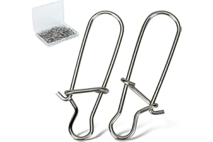 Piscorush 50/100 Stück Angel Duo Lock Snaps mit Box Wirbel Snap Wirbel Karabiner Angelwirbel Zubehör Wirbel Angeln Angelzubehör #000-#10