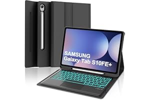 JADEMALL Keyboard Case with Touchpad for Samsung Galaxy Tab S10 FE+ 13.1", Wireless Detachable Bluetooth Backlit Trackpad Keyboard, Slim Cover for Samsung Galaxy Tab S10 FE Plus 13.1 inch 2025 Tablet, Black